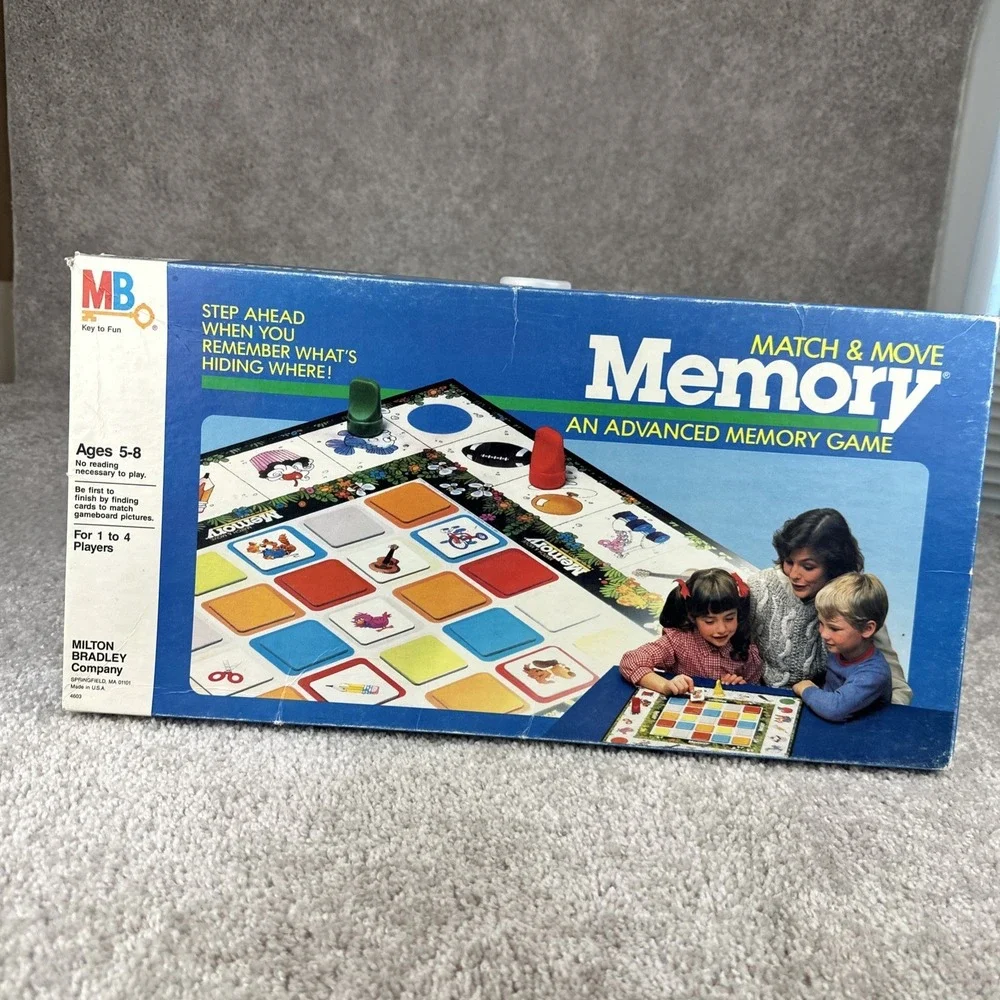 INCOMPLETE VINTAGE Milton Bradley‎ Memory Game Match & Move 1986 Kids 80's Board